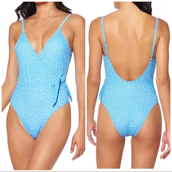 Jessica Simpson blue polka dot One-Piece Swimsuit - Picture 1 of 7